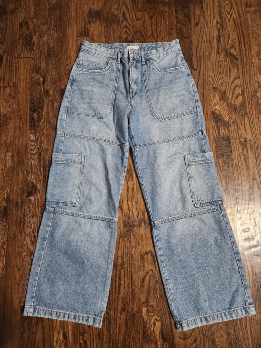 Avec Les Filles Women’s Wide-leg cargo Jeans Cavern Wash size 28